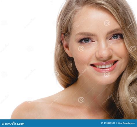 Woman Beauty Skin Care Close Up Portrait Blonde Hair Studio On W Stock Image Image Of Clean