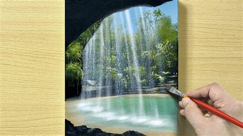 Beautiful Waterfall Painting Acrylic Painting Tutorial Youtube