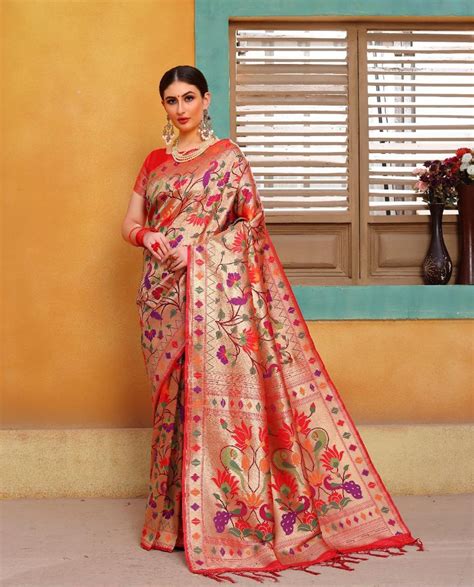 Beautiful Pure Paithani Silk Saree Wedding Wear Designer Sari Etsy