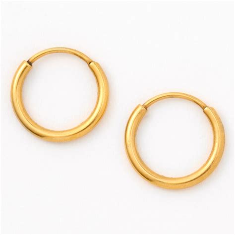 18kt Gold Plated 12mm Hoop Earrings Claires Us