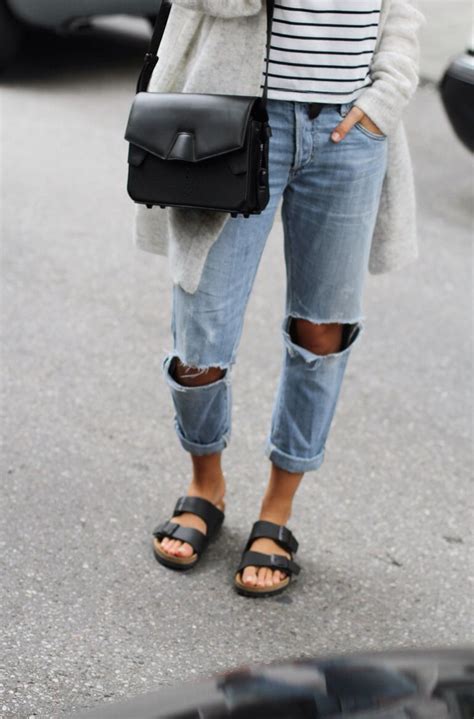 ripped jeans and birkenstocks ️ best jeans for women fashion birkenstock outfit