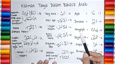 Daftar Kata Dan Kalimat Tanya Dalam Bahasa Arab Yang Harus Diketahui