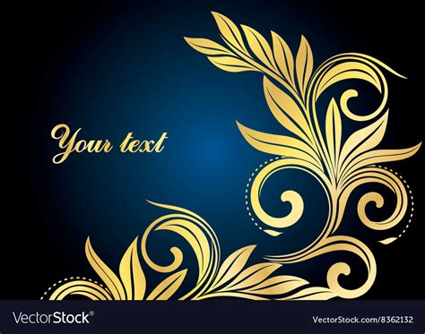 Blue And Gold Floral Design Royalty Free Vector Image