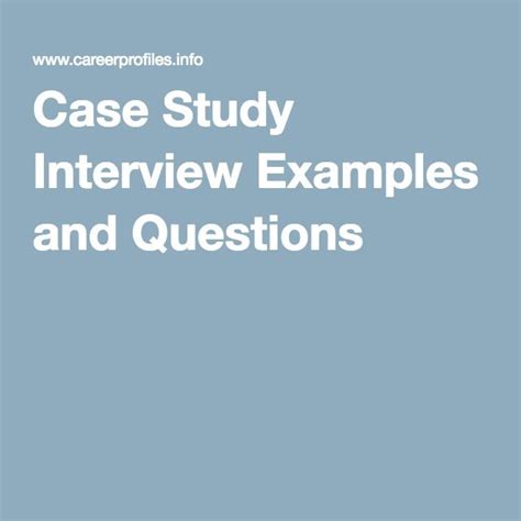 Here are case study research question examples that be used for this kind of investigation. Case Study Interview Examples and Questions | This or that ...
