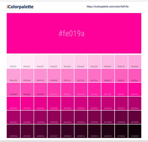 Hex Color Code Fe019a Neon Pink Color Information Hsl Rgb Pantone