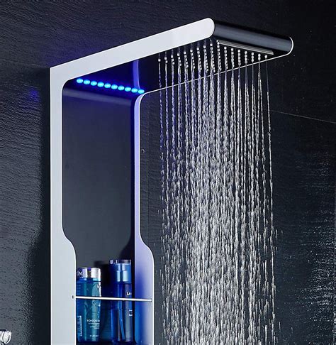 Ello Allo Stainless Steel Shower Panel Tower System Led Rainfall Waterfall Shower Head