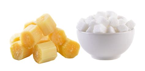 A Sugar Cube Resting In A Bowl With Sugarcane On A Healthy Isolated