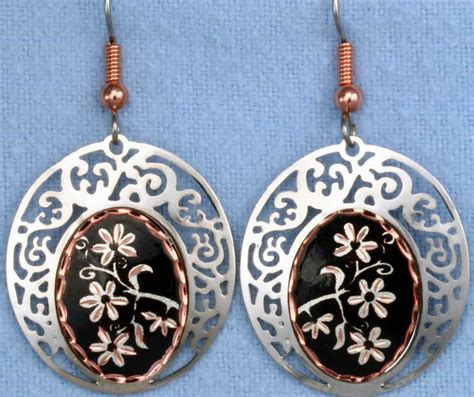 Unique Handcrafted Flower Earrings Silver Plated Filigree Earrings