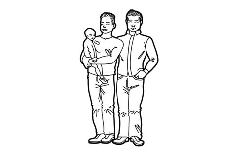 Same Sex Male Couple With Son Line Art Svg Cut File By Creative Fabrica Crafts · Creative Fabrica