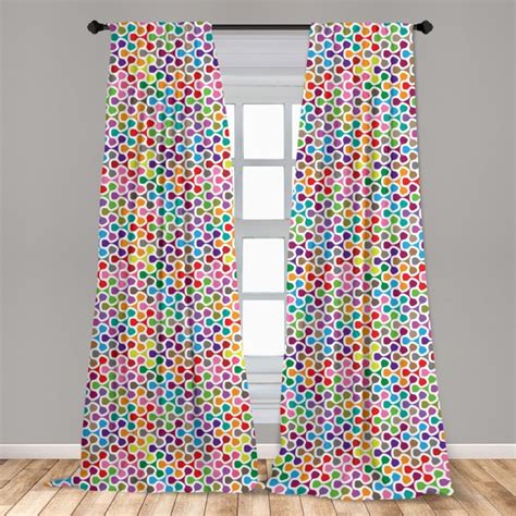 Colorful Curtains 2 Panels Set Colorful Patterns With Curves Geometry