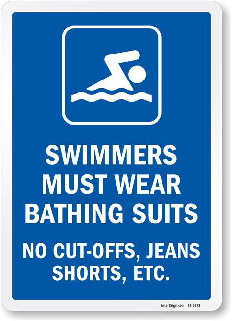 Swimmers Must Wear Bathing Suits Pool Rules Sign Sku S2 5373