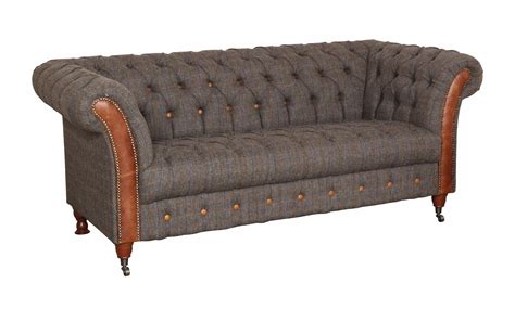 Harris Tweed And Leather Sofas