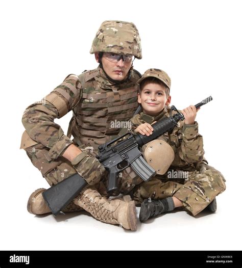 Military Father And Son Stock Photo Alamy