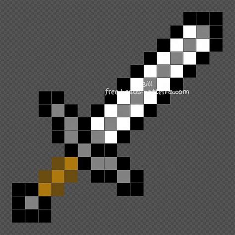 Minecraft Iron Sword Pixel Art