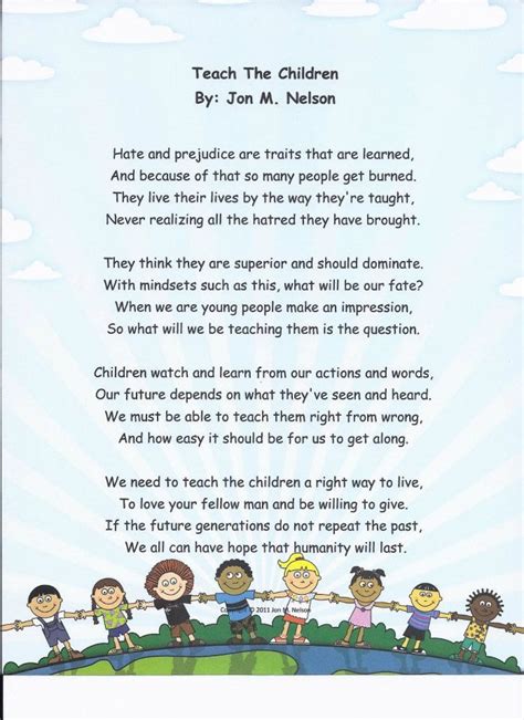 Teach The Children A Poem About Raising Children To Avoid Hatred And
