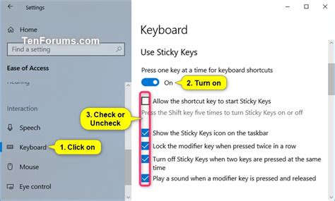 Uncheck the boxes turn on. General Tips Turn On or Off Sticky Keys in Windows 10