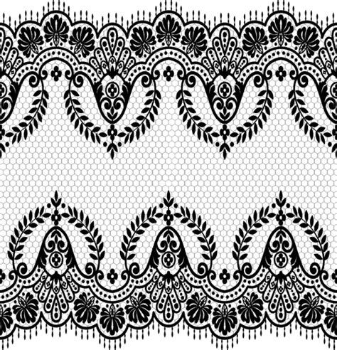 Seamless Black Lace Borders Vectors 04 Free Download