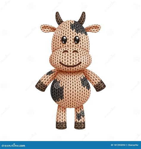 Illustration Of A Funny Knitted Cow Toy Stock Vector Illustration Of