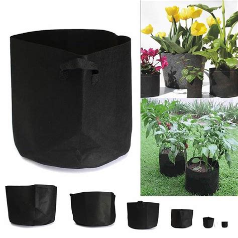 Buy Black Fabric Pots Plant Pouch Round Container Grow Bag Aeration Pot