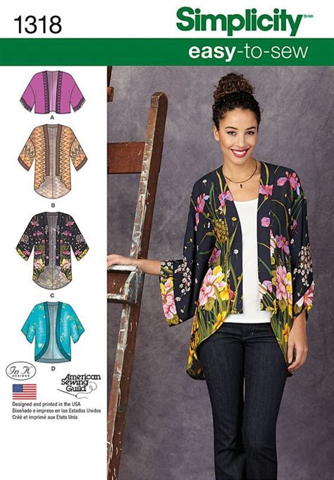 Simplicity Misses Kimono Jackets Kimono Jacket Sewing Pattern Jacket Pattern Sewing