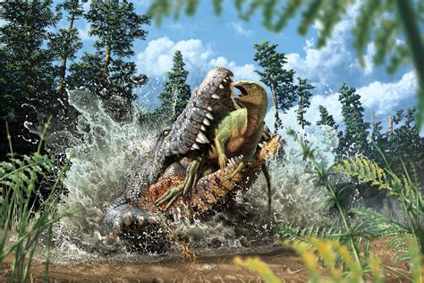 Crocodile Eats Dinosaur Science Illustrated