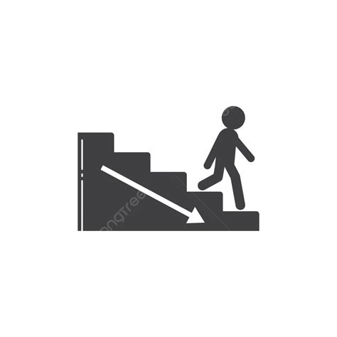 Illustration Of Pedestrians Walking Up The Stairs Icon Stair Climb