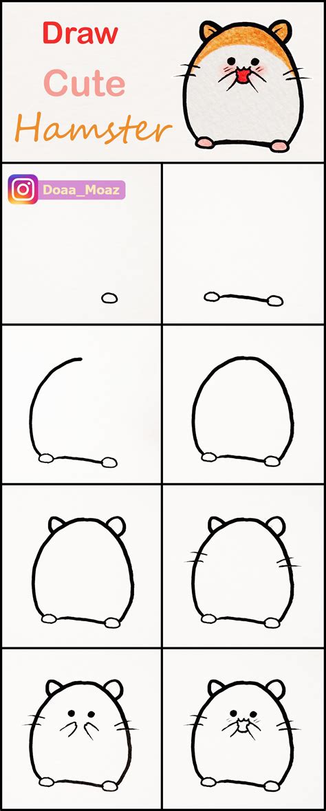 Learn How To Draw A Cute Hamster Step By Step ♥ Very