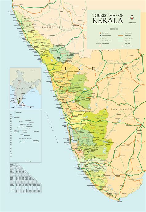 The state is often referred as god's own country. Kerala India Map