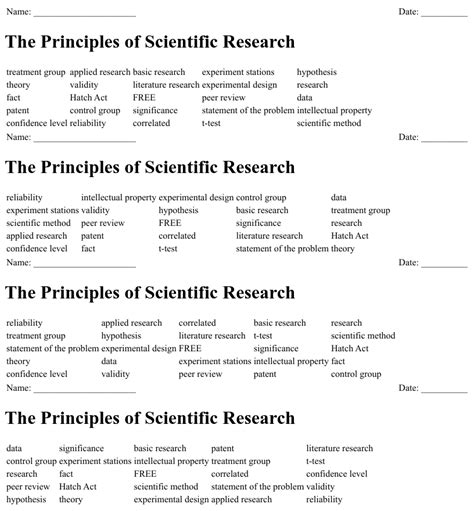 The Principles Of Scientific Research Bingo Cards Wordmint