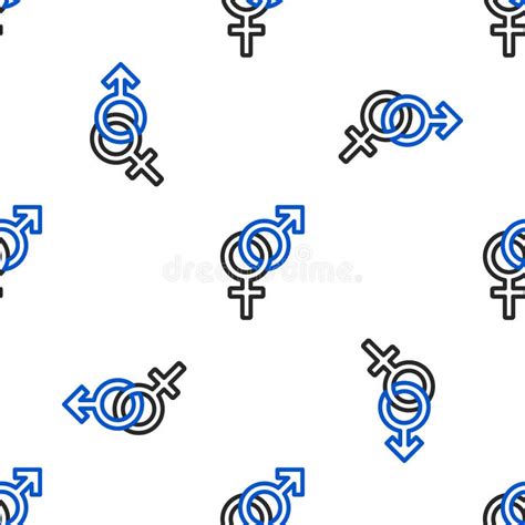 Line Gender Icon Isolated Seamless Pattern On White Background Symbols Of Men And Women Sex