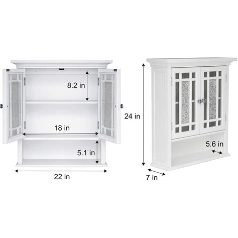 Teamson Home Wooden Bathroom Wall Cabinet Windsor 2 Doors White Elg 527