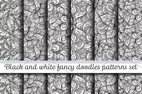 Black And White Doodles Patterns Set Doodle Patterns Black And White