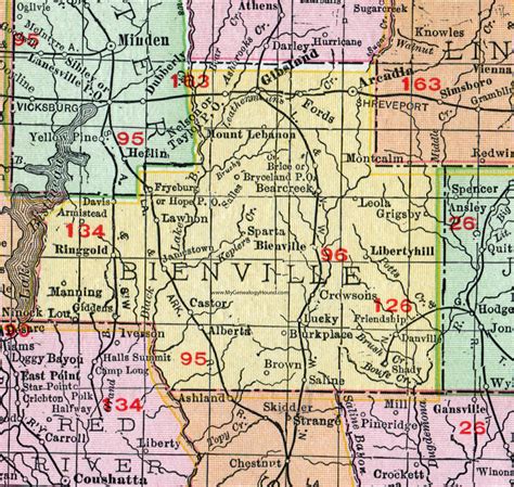Bienville Parish Louisiana 1911 Map Rand Mcnally Arcadia Gibsland