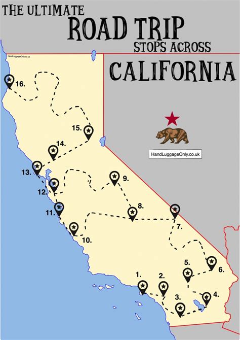 Northern California Road Trip Map Printable Maps