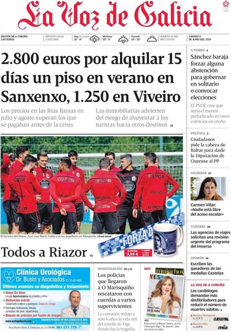 Maybe you would like to learn more about one of these? Portada - La Voz de Galicia - Sábado, 8 de Junio de 2019