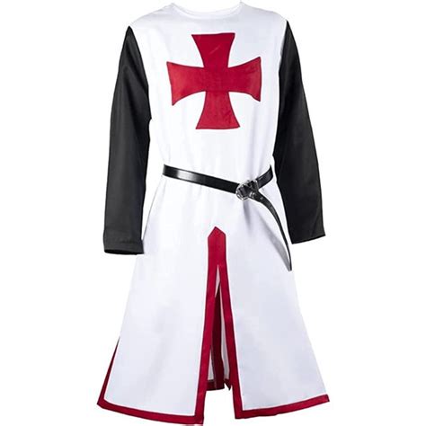Qwzndzgr Mens Medieval Crusader Knights Templar Tunic Set Costumes