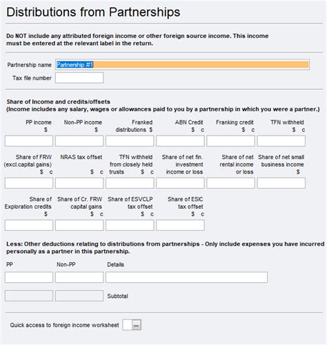 A partner in a business partnership. Distributions from partnerships worksheet (dip) - PS Help Tax Australia 2020 - MYOB Help Centre