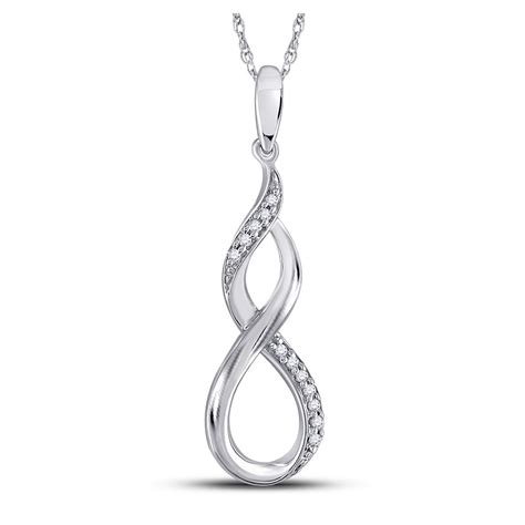 Sterling Silver Womens Round Diamond Vertical Infinity Pendant 120