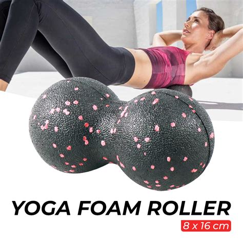 Mertrava Alat Bantu Yoga Peanut Massage Foam Block Roller Ball 8x16cm D335 Red