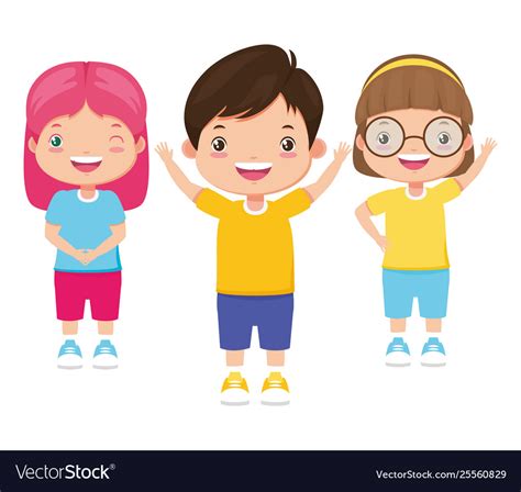 Boy And Girls Happy Cartoon Royalty Free Vector Image