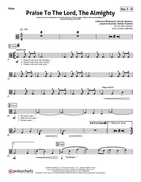 Praise To The Lord The Almighty Viola Sheet Music Pdf Christy Nockels