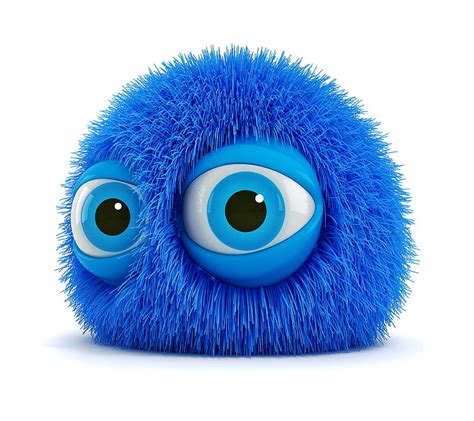 Cute Monster 3d Ball Blue Cute Face Fluffy Funny Monster Hd