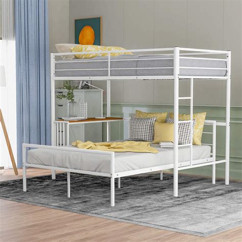 Buy Dolonm Convertible Twin Over Full Metal Bunk Bed With Desk Ladder