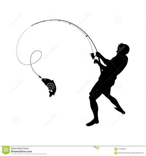 Download Fisherman Catches Fish On A Fishing Rod Stock Vector ...