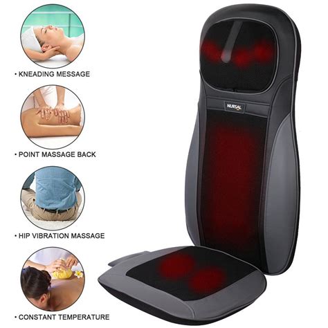 Nursal Back Massager Shiatsu Massage Seat Cushion With Heat Function Deep Kneading Selfmassager