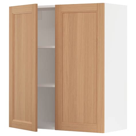 Sektion Wall Cabinet With 2 Doors Whitevedhamn Oak 36x15x40 Ikea