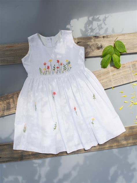 Linen Baby Dress Hand Embroider Organic Linen Toddler Dress
