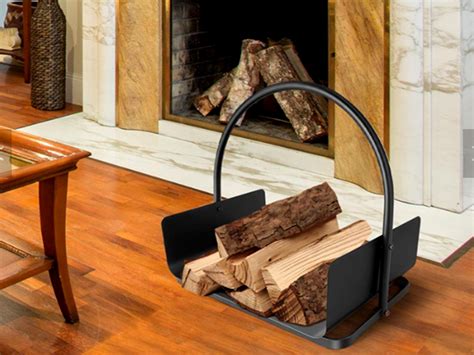Warranwood Indoor Log Rack With Carrier Wood Holder Firewood Storage Ultra Lightweight