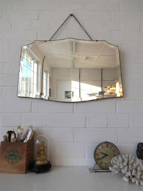 Vintage Art Deco Bevelled Edge Wall Mirror Frameless Mirror Ebay