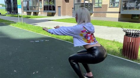Blonde Slut Is Showing Her Leather Leggings Ass In Xhamster